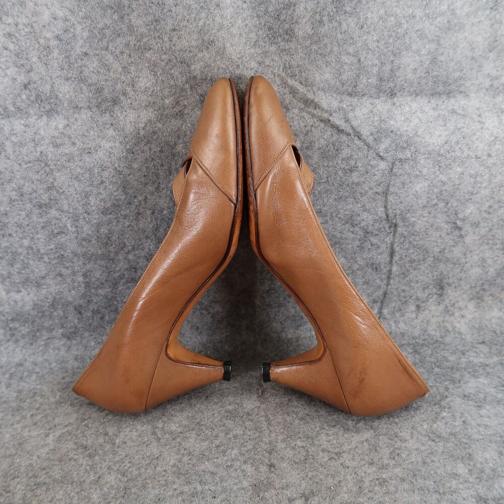 Vintage Shoes Womens 36.5 G Zuin Pumps Leather Heels Made In Italy Classic Brown - Picture 11 of 15